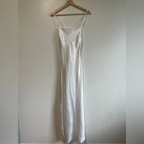 Nasty Gal White Cowl Neck Satin  Maxi Slip Dress - Size 2 - Picture 2 of 9